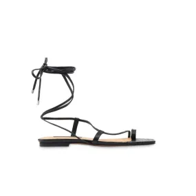 Ange Sandal Black Leather