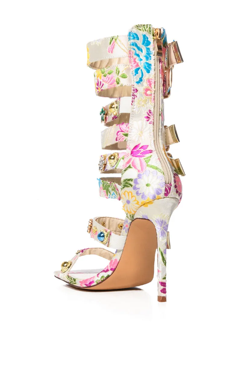 AZALEA WANG BASE EMBELLISHED GLADIATOR SANDAL IN BONE