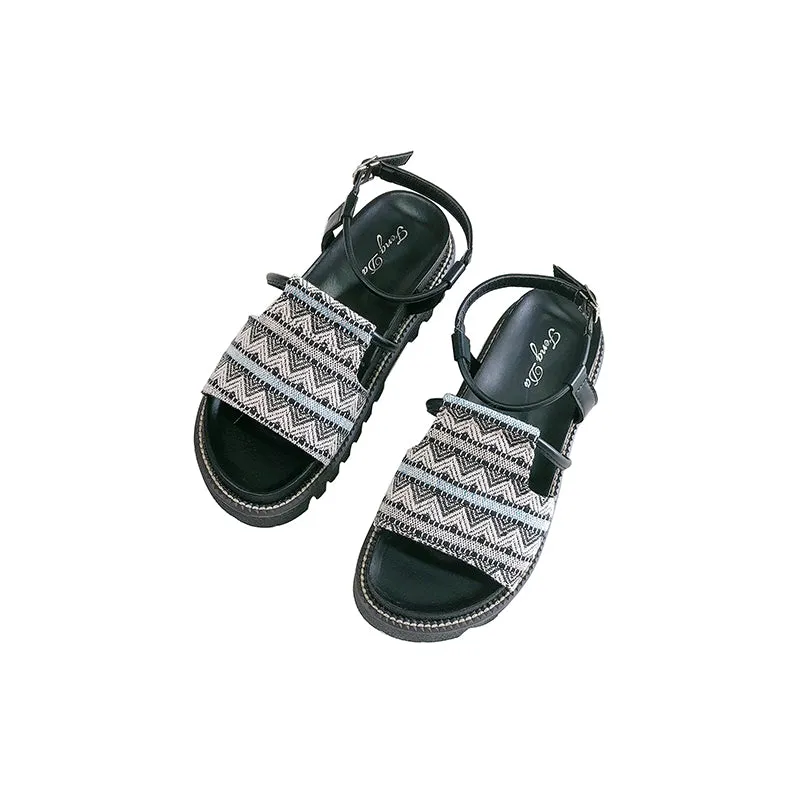 BOOPDO DESIGN GEOMETRIC CHUNKY FLAT SANDALS