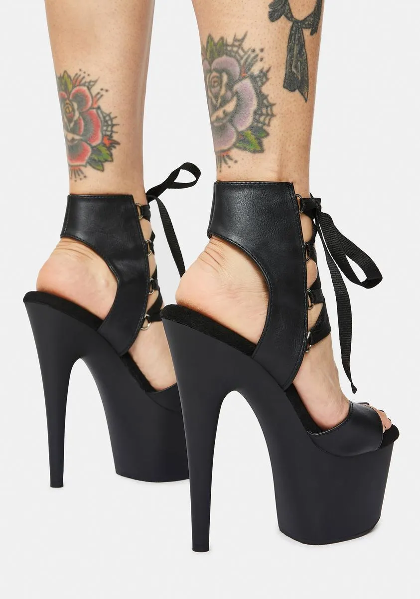 Bow Down Lace Up Platform Heels