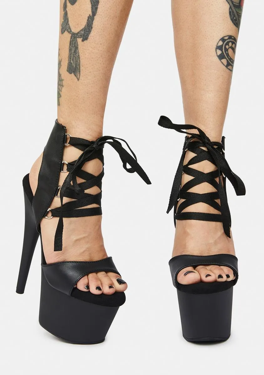 Bow Down Lace Up Platform Heels