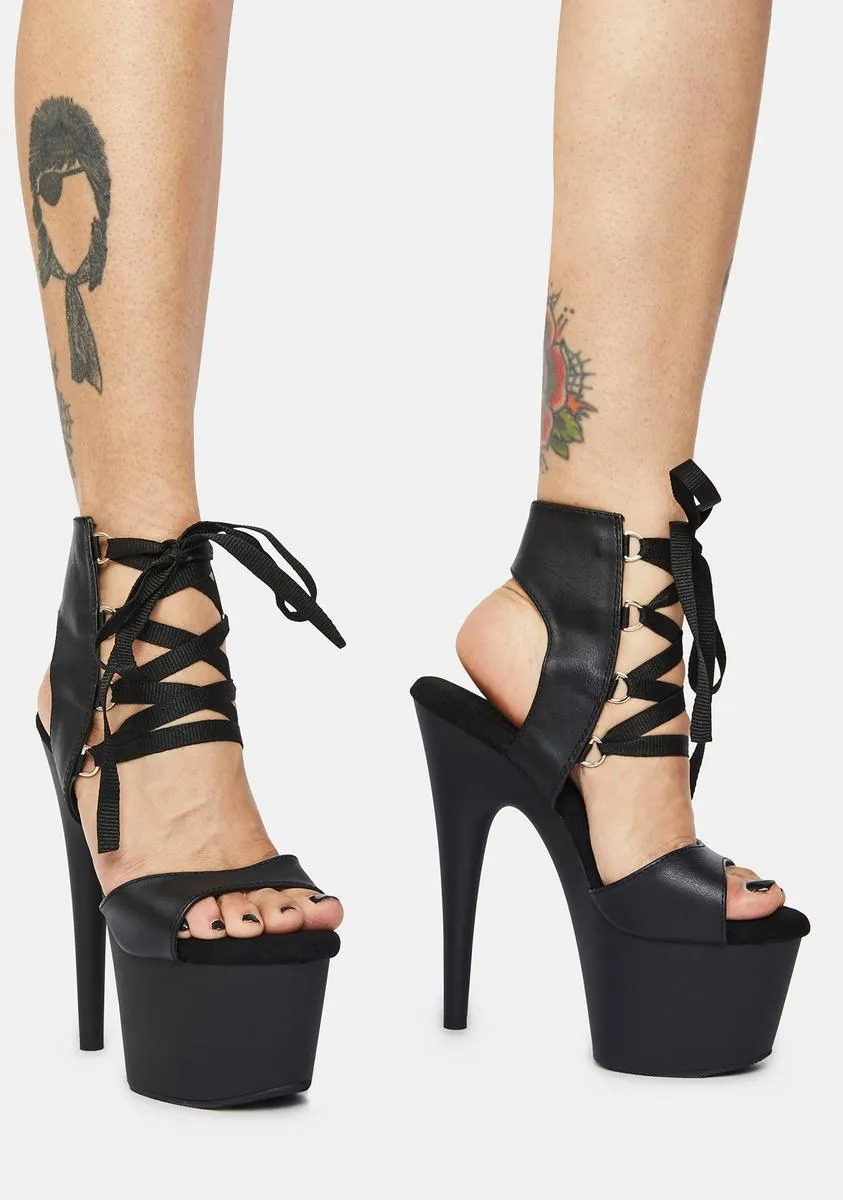 Bow Down Lace Up Platform Heels