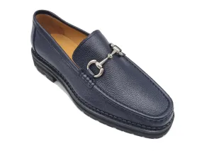 Carrucci Blue Men's Pebble Soft Leather Buckle Loafer No: KS623-01