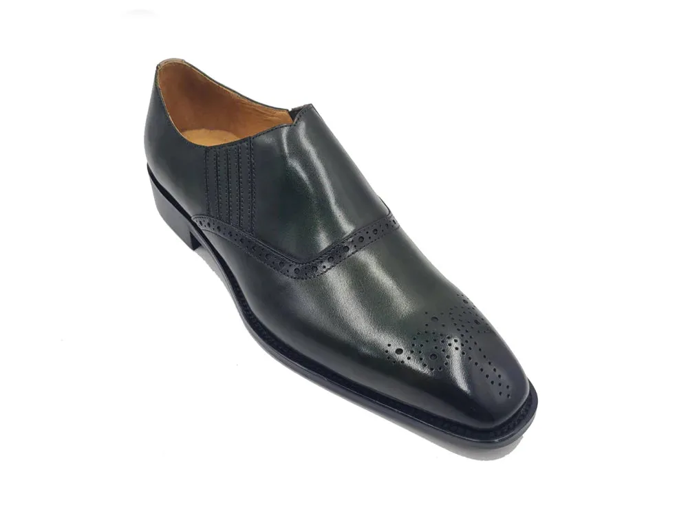 Carrucci Olive Slip-on Genuine Leather Loafer with Medallion Style No: KS509-26