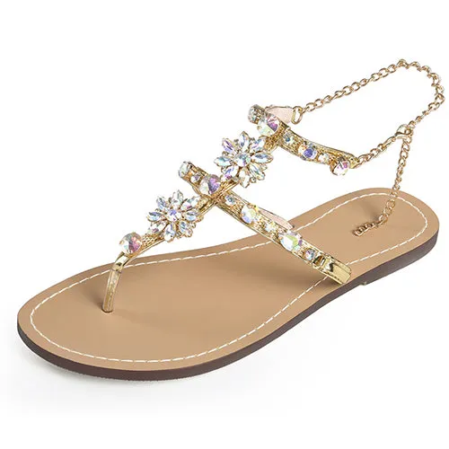 Chain Crystal flat women Sandals