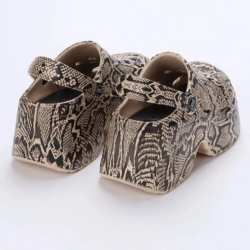 Colorful Chunky Platform Sandals Women Wedge Heels Clogs Slippers Hollow Out Closed Toe Beach Slides