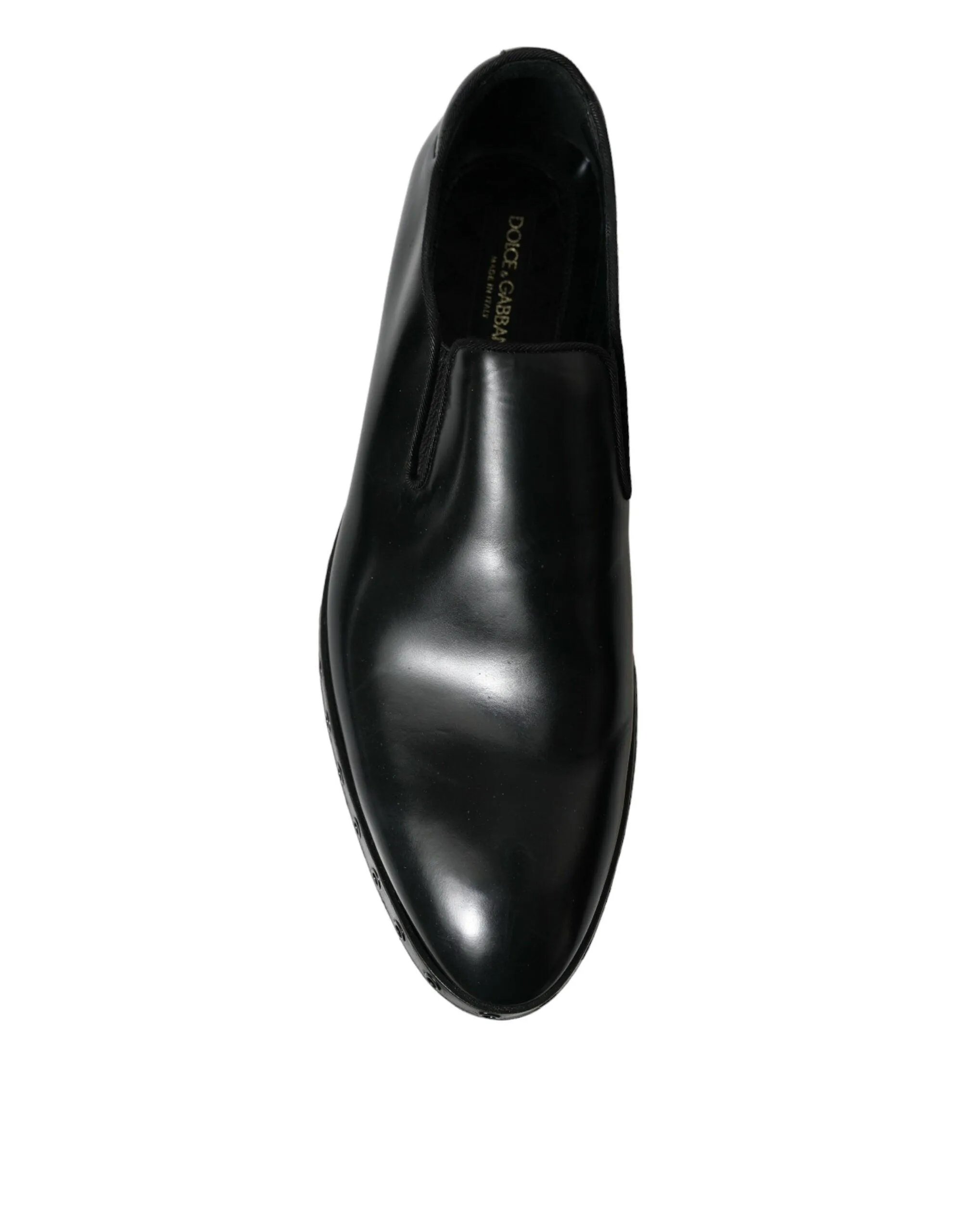 Dolce & Gabbana Black Leather Studded Loafers Dress Shoes