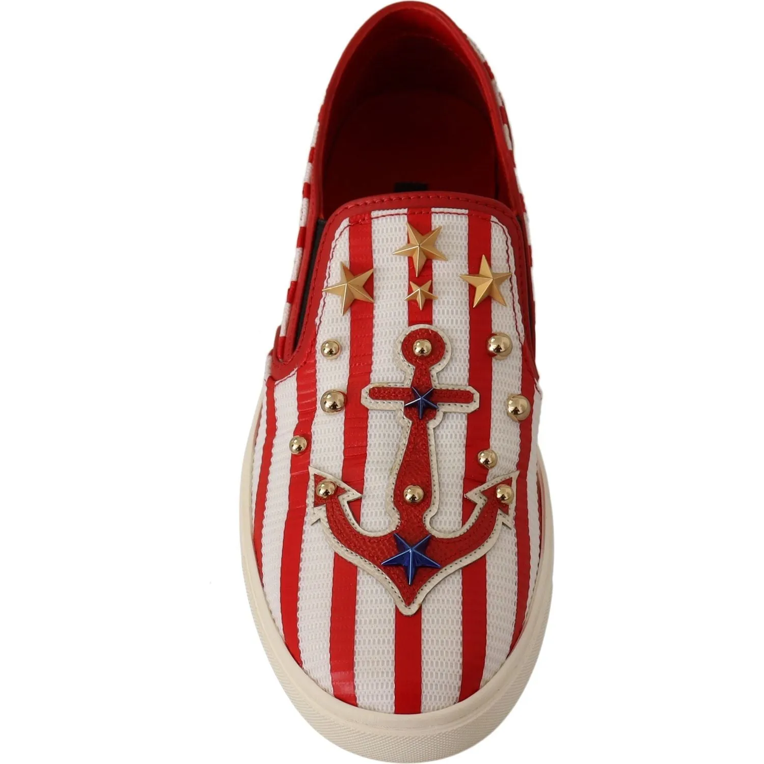 Dolce & Gabbana Stripe Print Studded Loafers