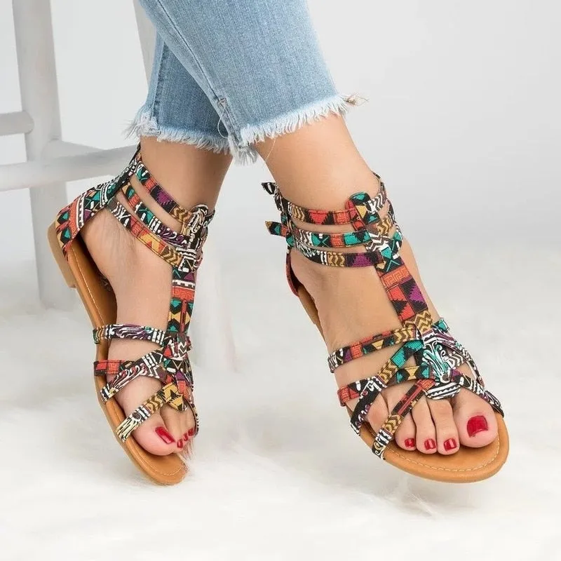 elveswallet Bohemia Gladiator Ankle Strap Sandals