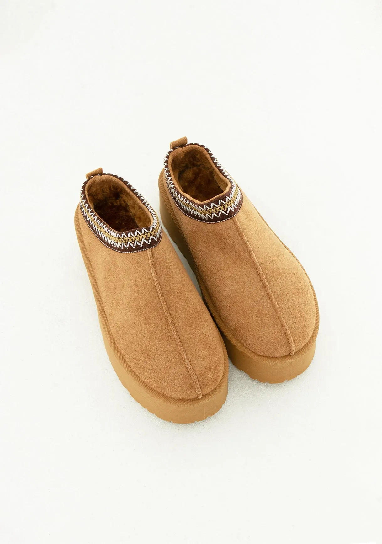 Emily Caramel Platform Faux Fur Lined Slip On Boots