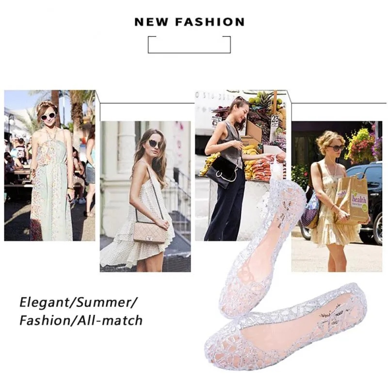 Fashion Women Sandals 2022 New Summer Hollow Crystal Sandals Slippers Transparent Crystal Jelly Shoes Woman Beach Slippers Flats