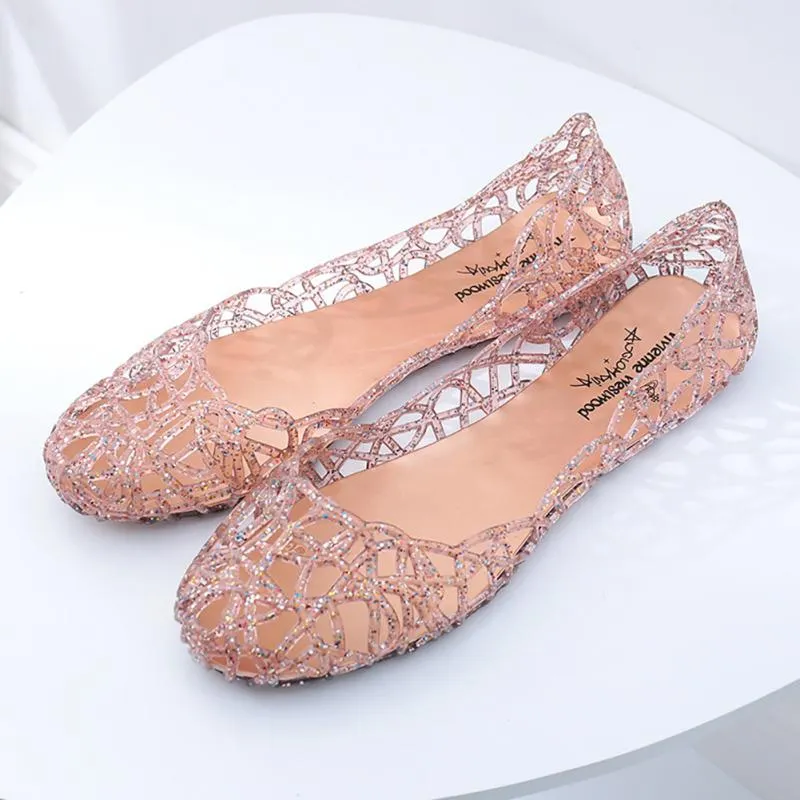 Fashion Women Sandals 2022 New Summer Hollow Crystal Sandals Slippers Transparent Crystal Jelly Shoes Woman Beach Slippers Flats