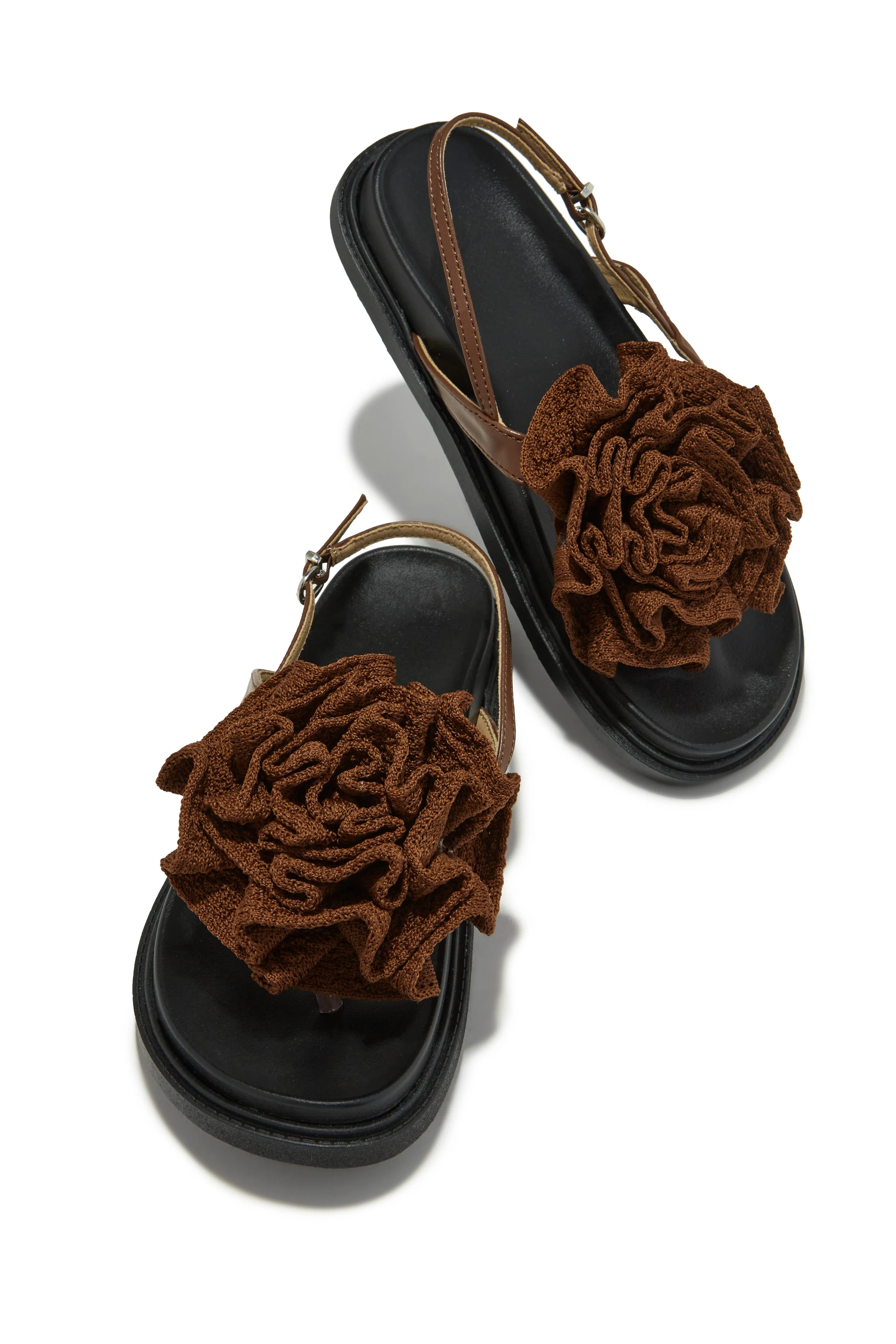 Florence Flower Chunky Sandals - Brown