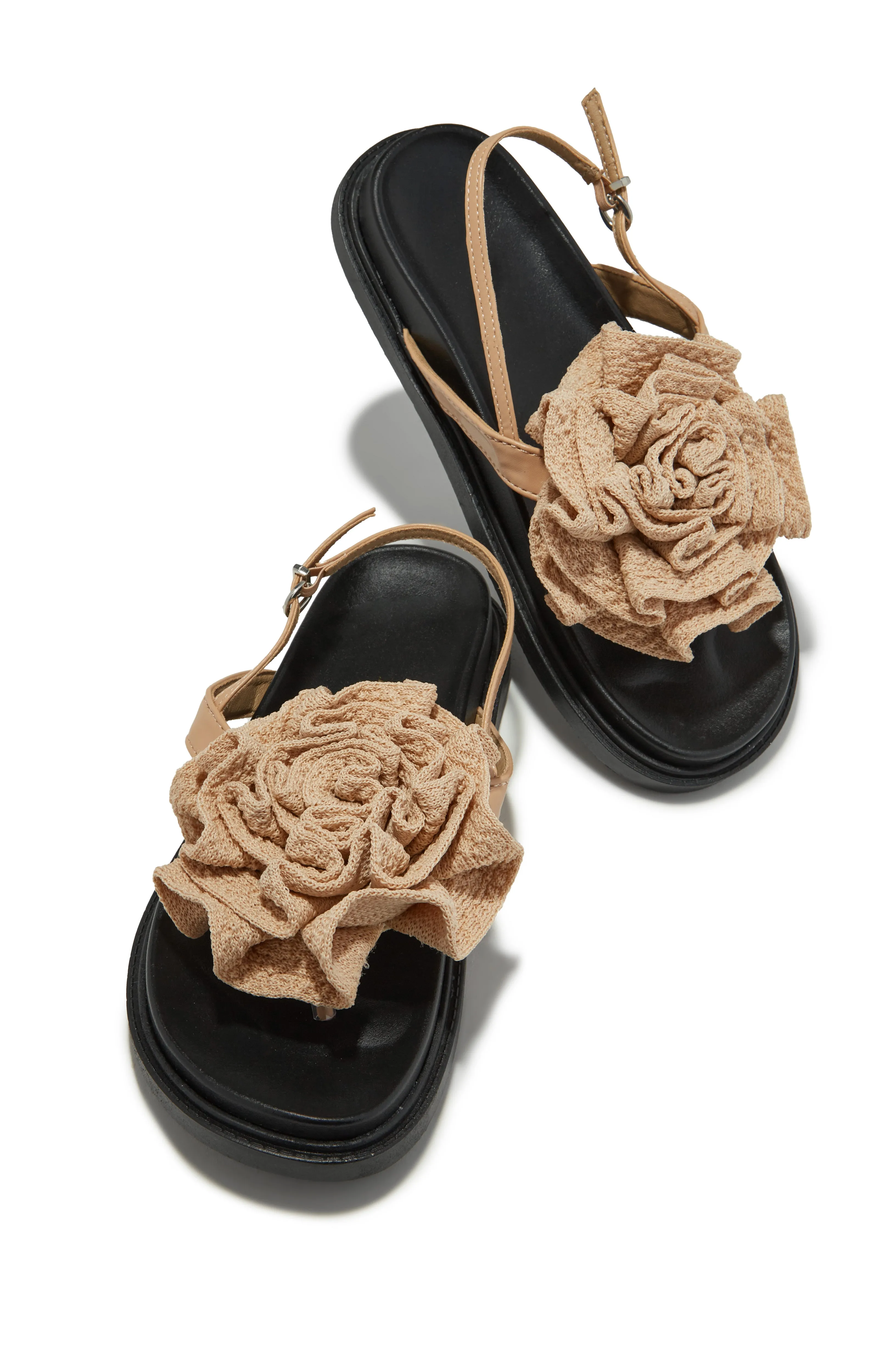 Florence Flower Chunky Sandals - Brown