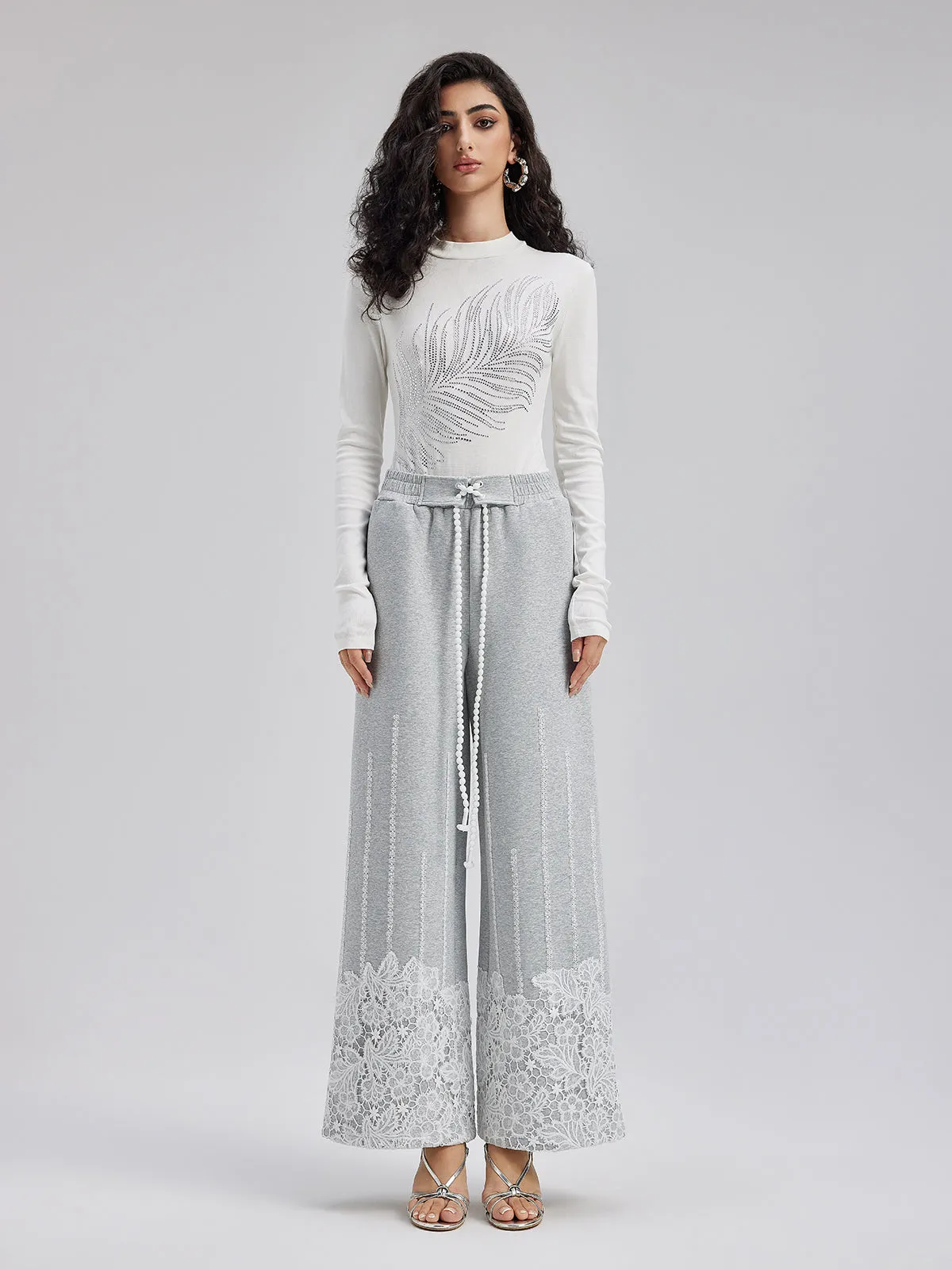 French Lace Drawstring Pants