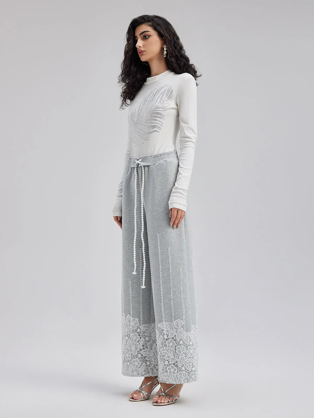 French Lace Drawstring Pants