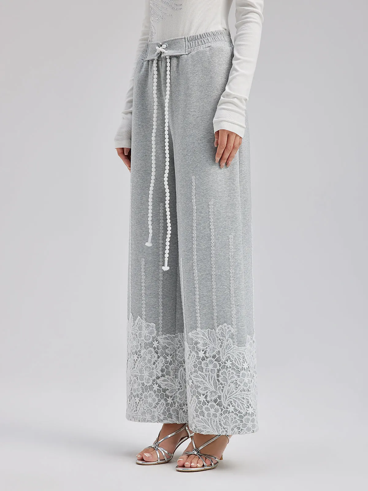 French Lace Drawstring Pants