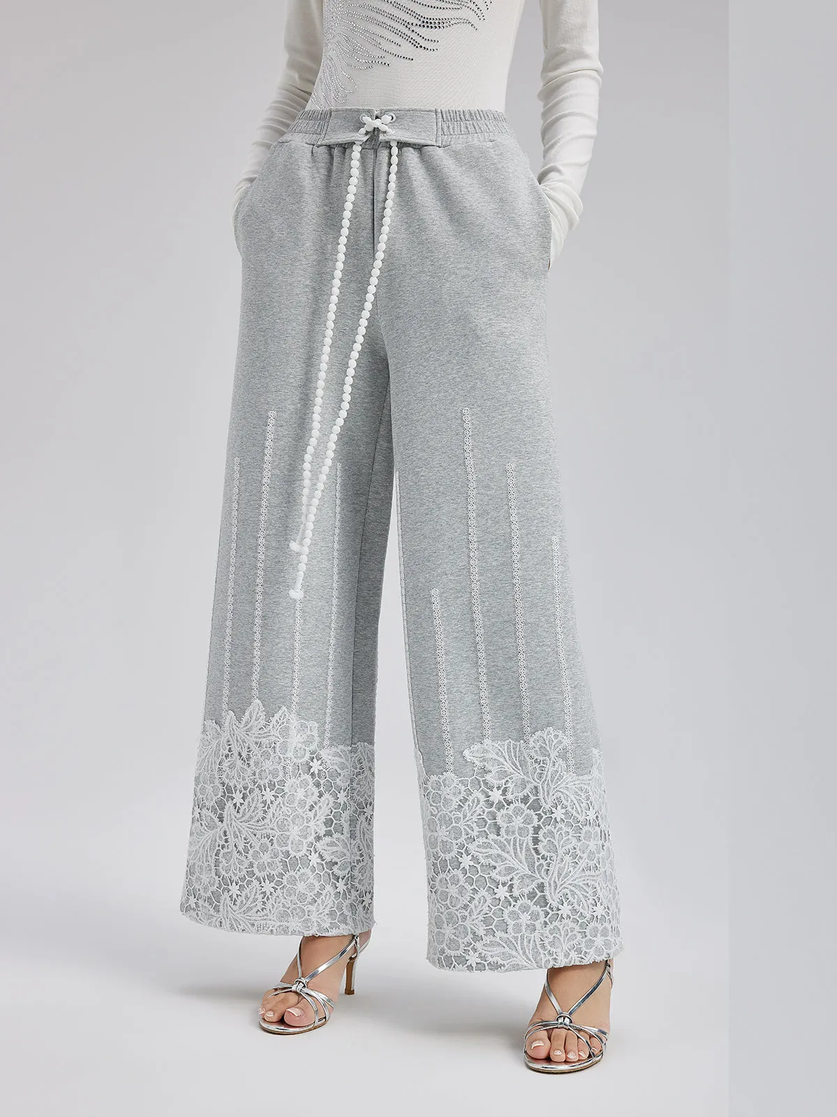 French Lace Drawstring Pants