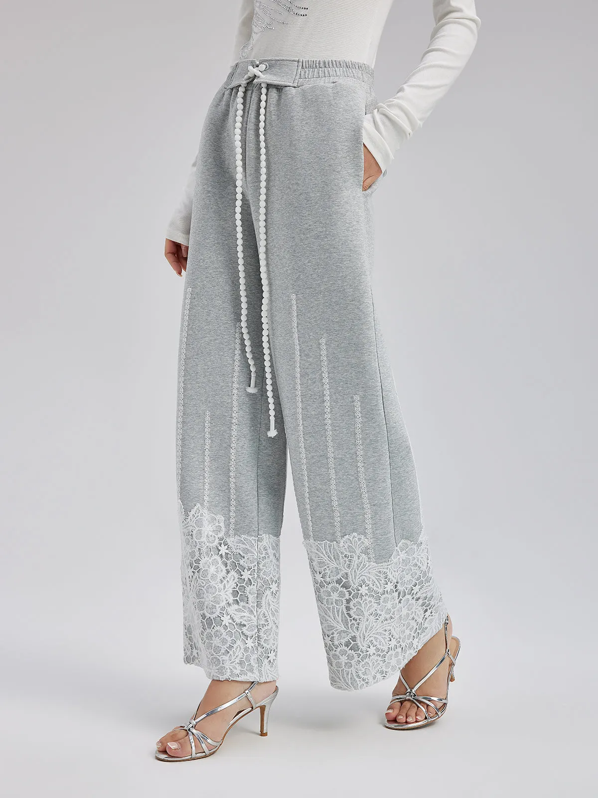 French Lace Drawstring Pants