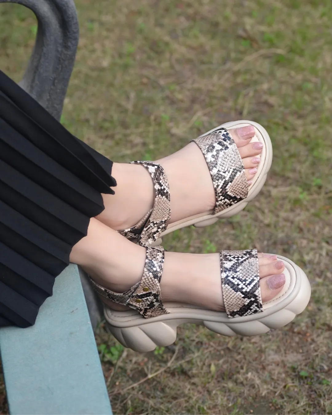 Frosty Chunky Platform Sandals - Beige