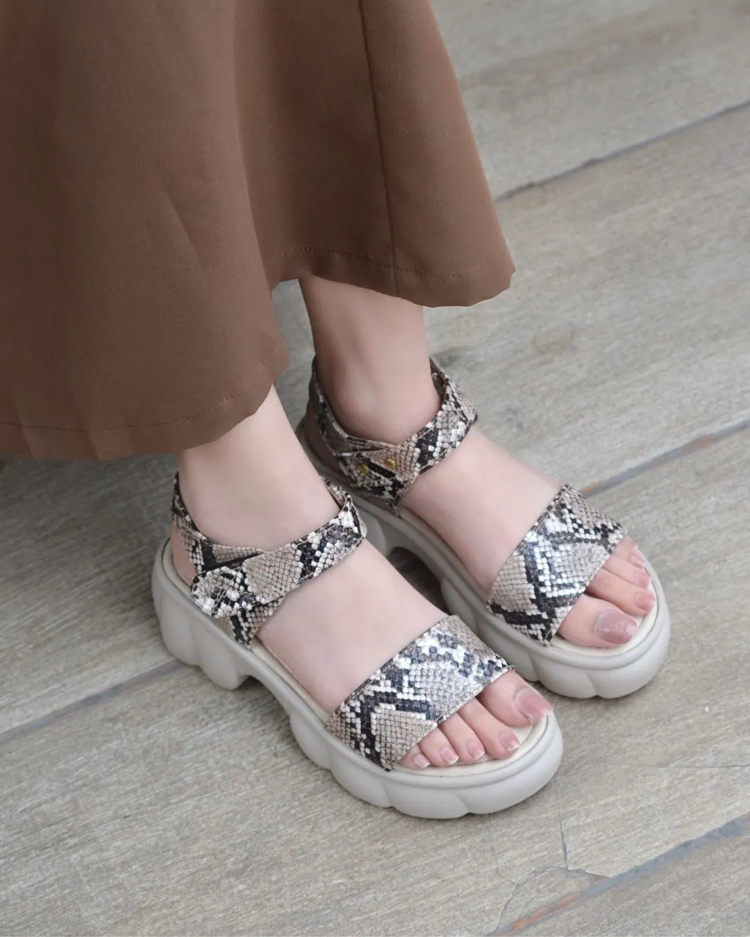 Frosty Chunky Platform Sandals - Beige