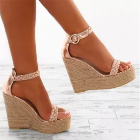 Golden white Summer Sexy Platform Shoes Wedges