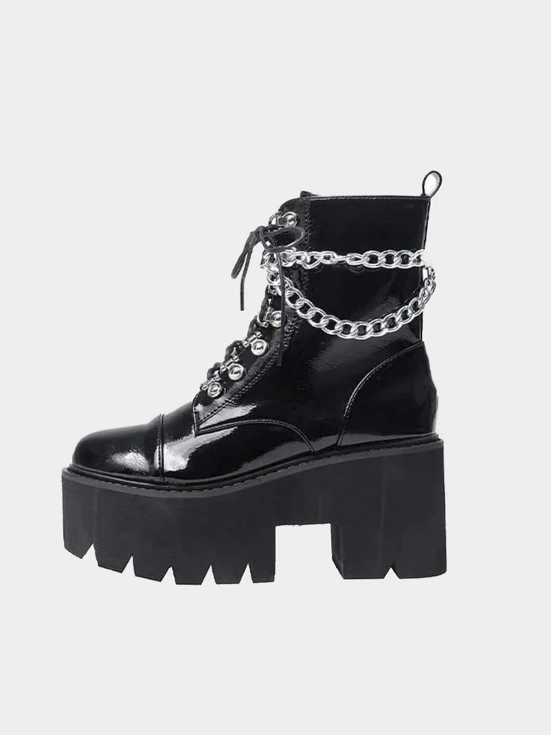 GOTHIC LACE UP PLATFORM BOOTS