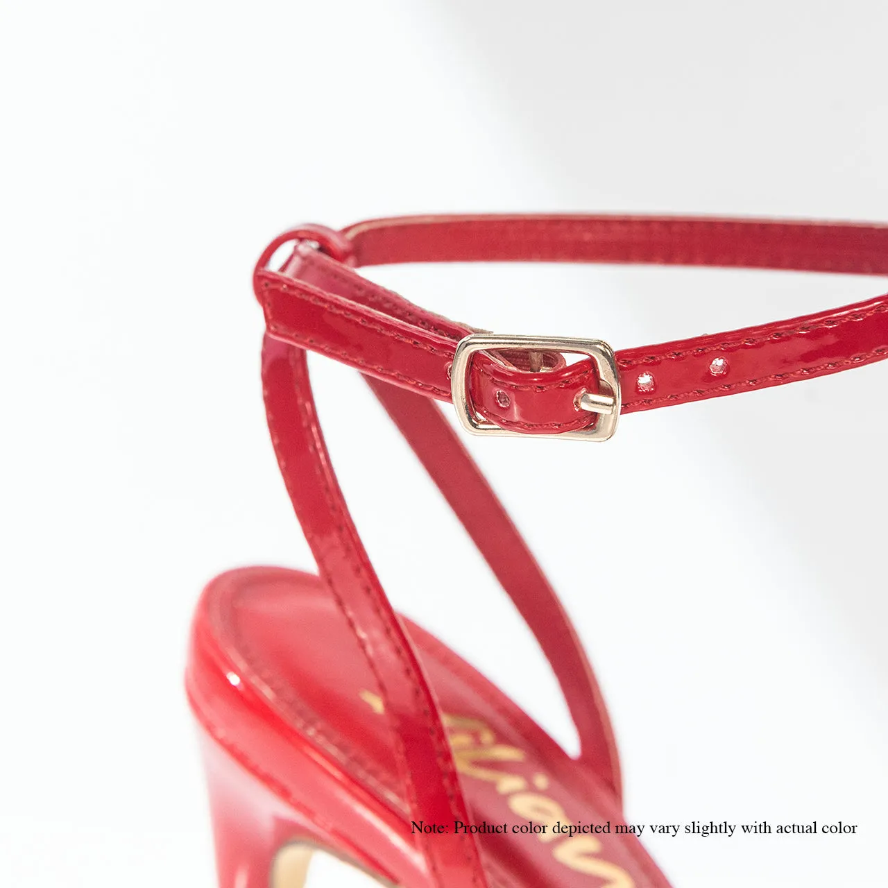 LAURENT-119 PEEP TOE HEEL W/ CLEAR UPPER & ANKLE STRAP-RED