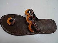 Leather women leather beaded masai/maasai/masaai sandals/flipflop  slippers with free shipping