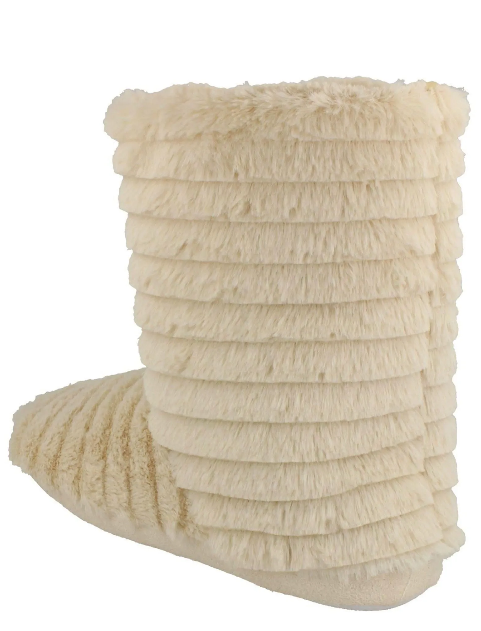 Luella Soft Faux Fur Slipper Boots in Cream