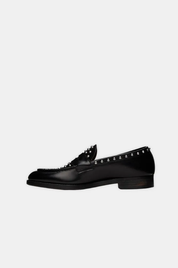 Luis Black Studded Loafers