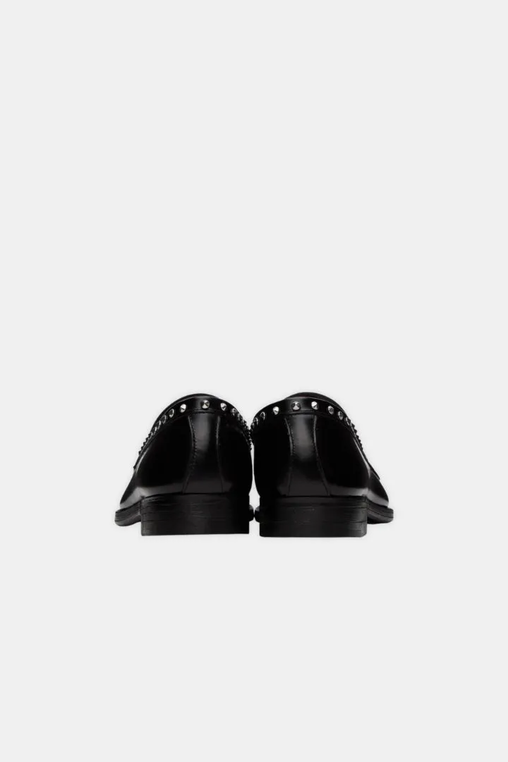 Luis Black Studded Loafers