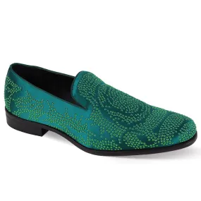 Men's Hunter Green Velvet Loafer Slip-on Fancy Style