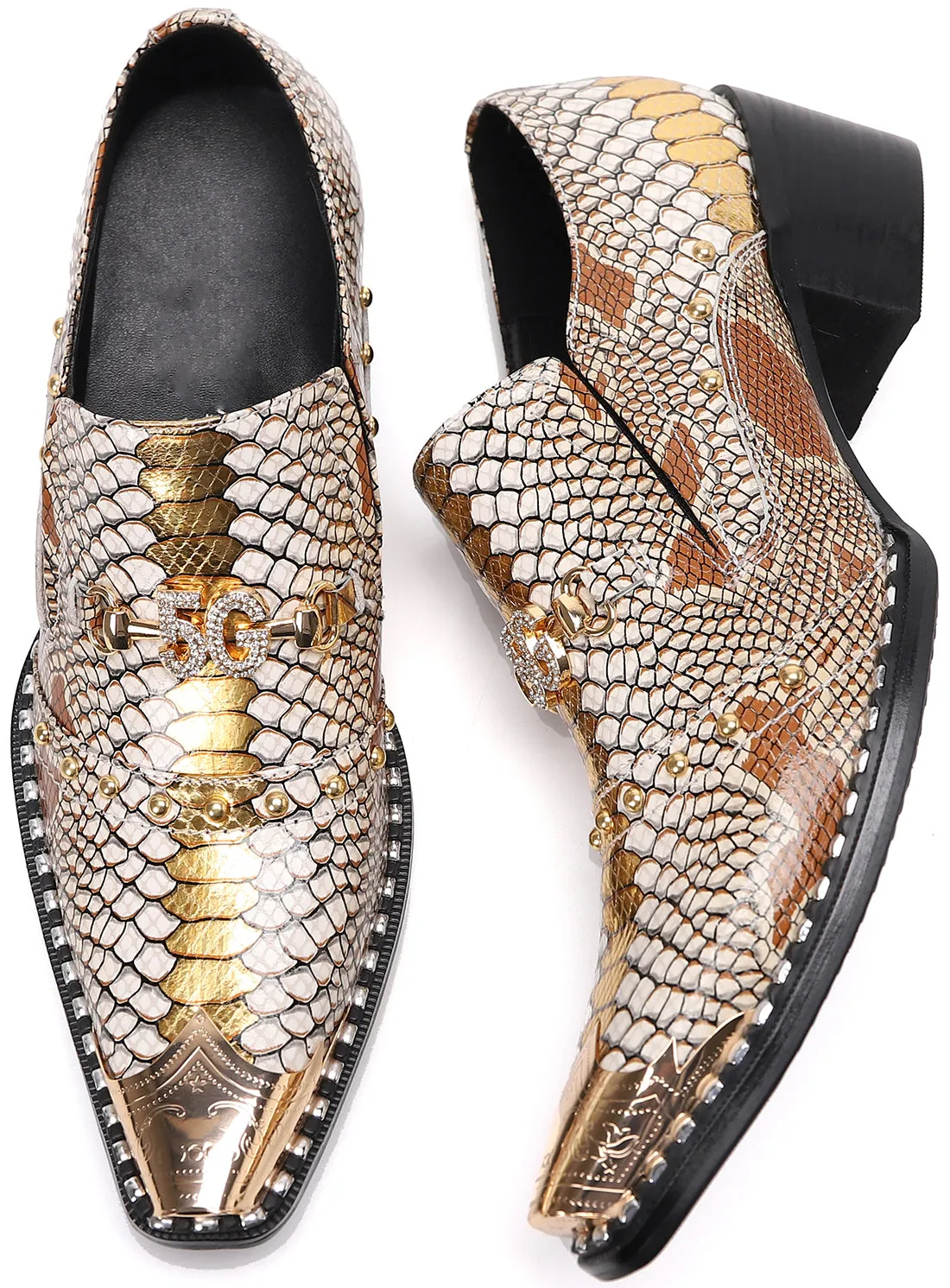 Men's Studded Western Metal Tip Loafers