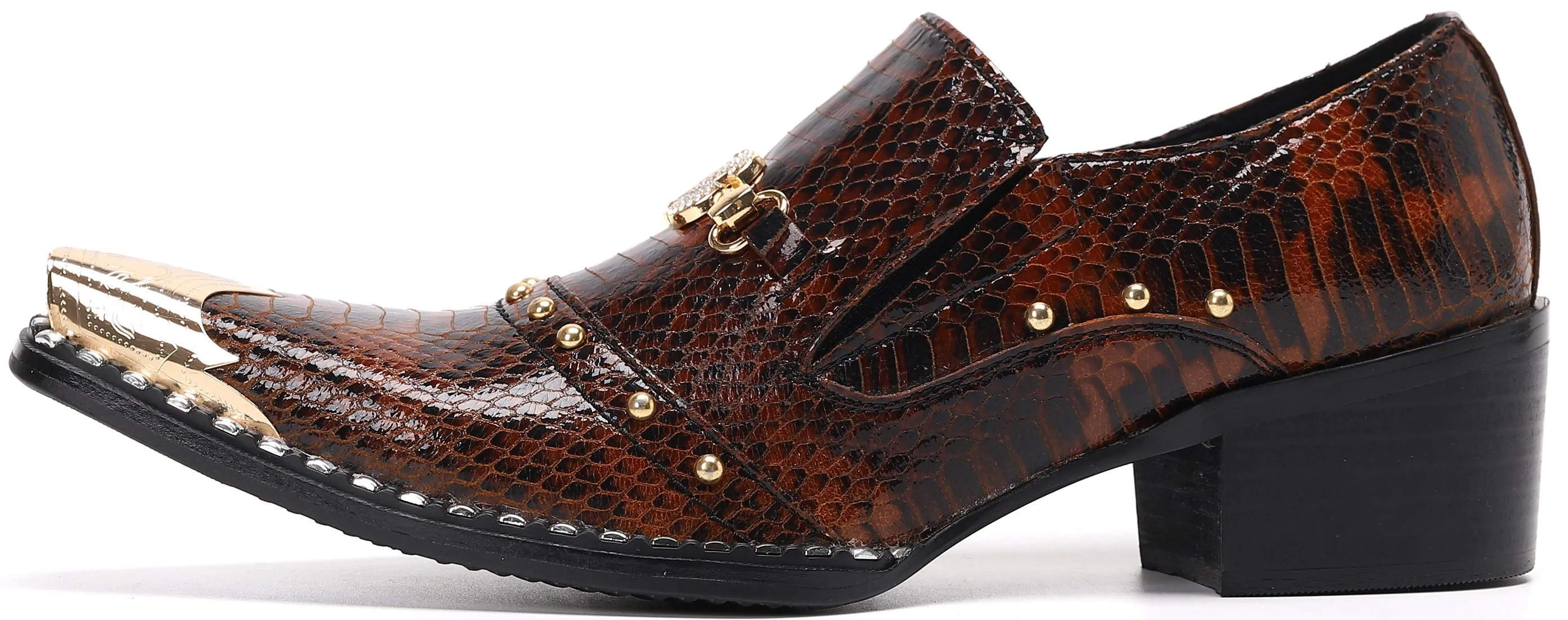 Men's Studded Western Metal Tip Loafers