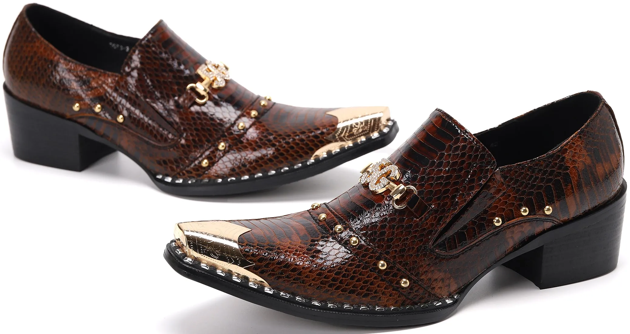 Men's Studded Western Metal Tip Loafers