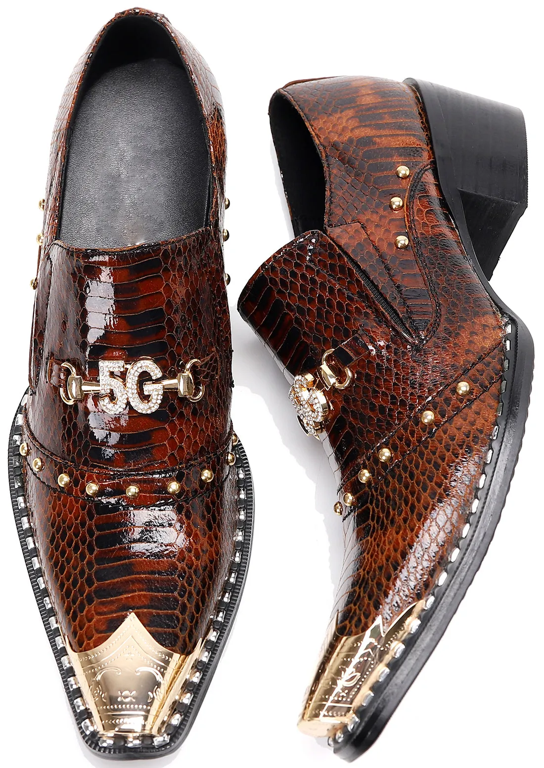 Men's Studded Western Metal Tip Loafers