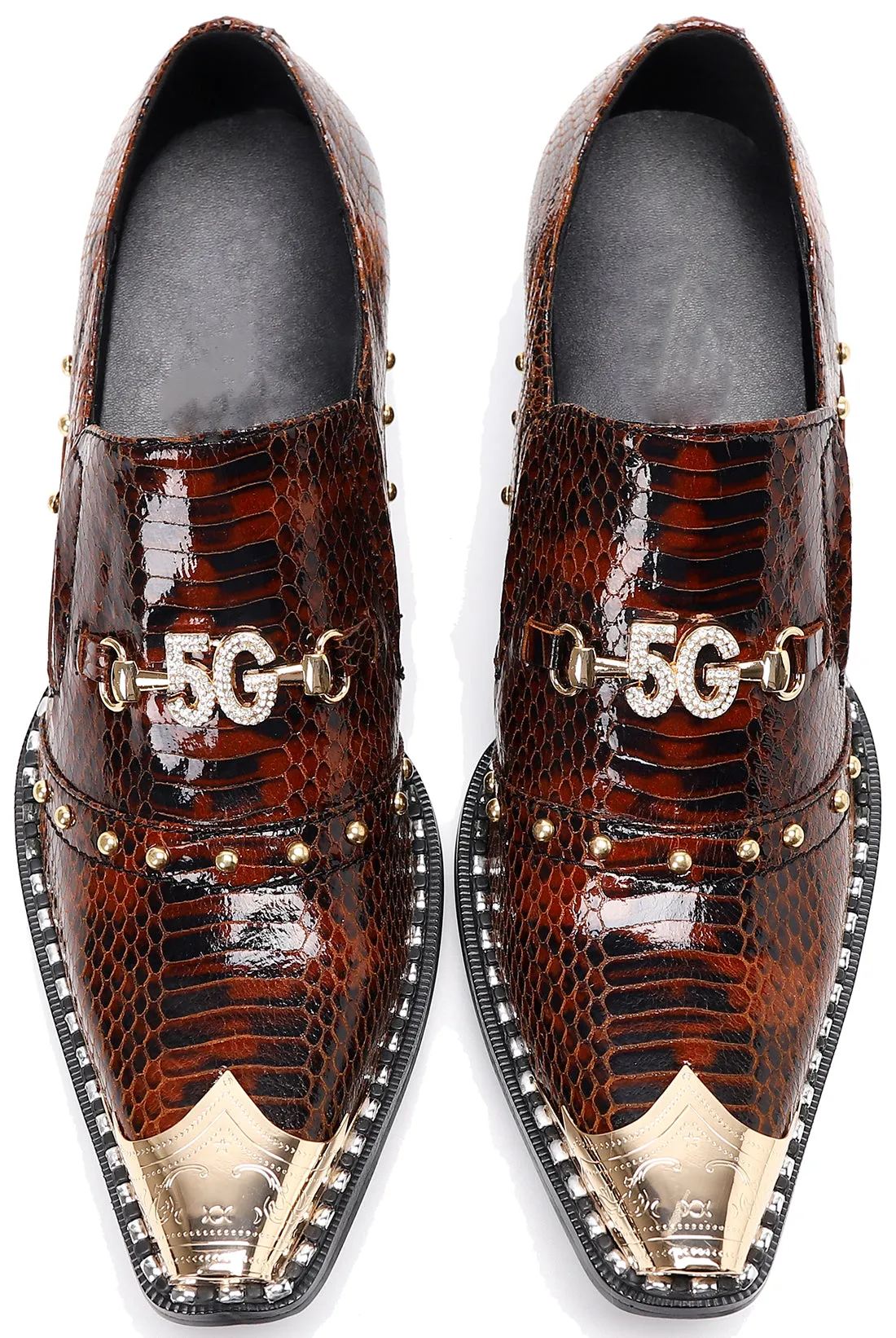 Men's Studded Western Metal Tip Loafers