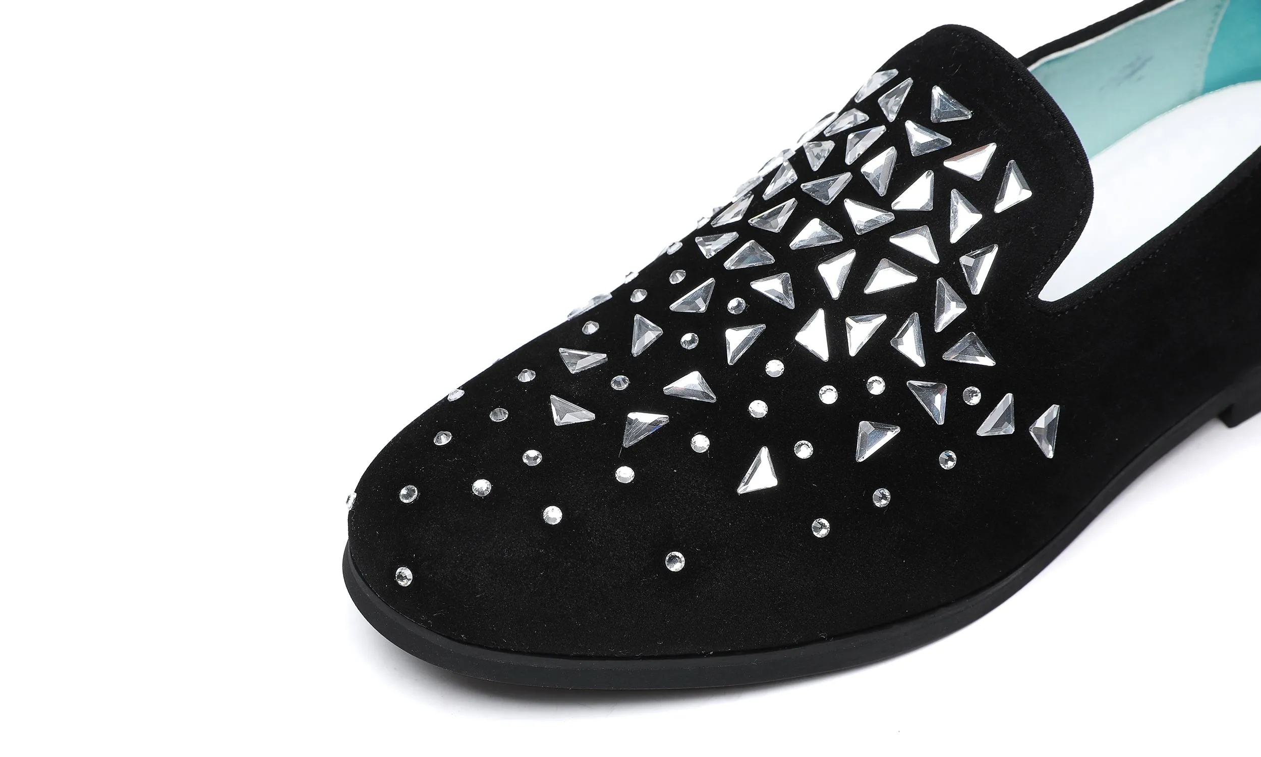 Men's Suede Triangle Rhinestone Loafers