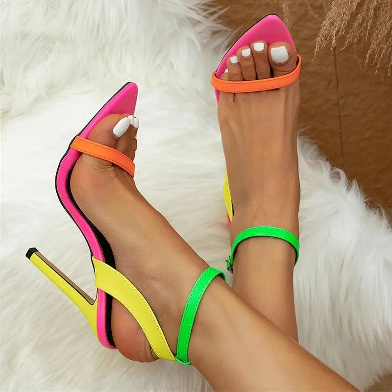 Mixed Colors Summer Stiletto Sandals