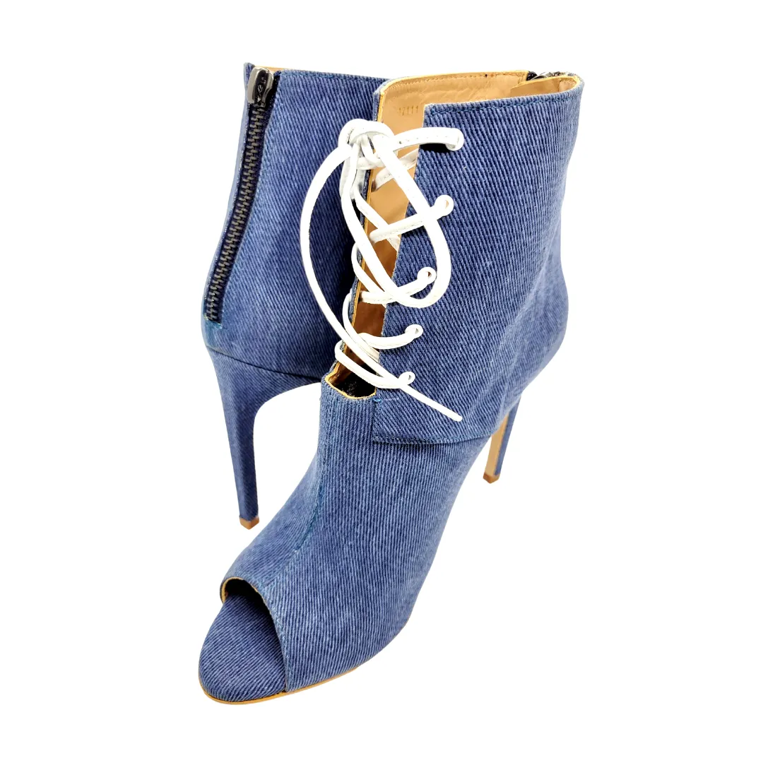 Mode Collective Race up peep toe bootie