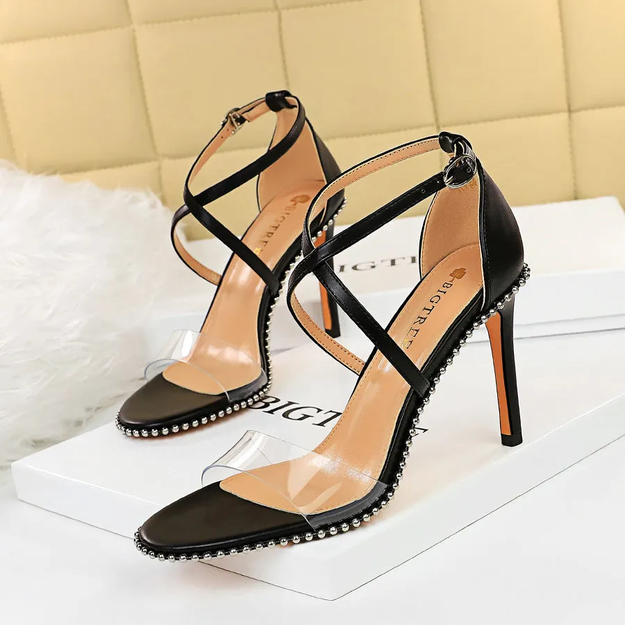 Nude Block Heel Peep Toe Summer High Heels Women's Shoes Sandals