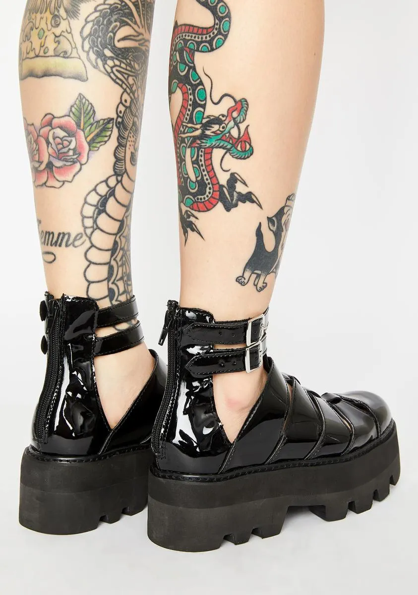 Patent Gladiator Dino Lug Sandals