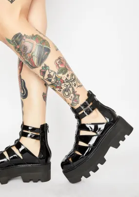 Patent Gladiator Dino Lug Sandals