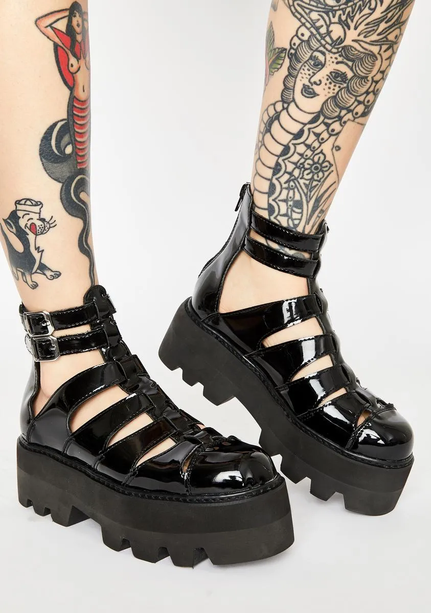 Patent Gladiator Dino Lug Sandals