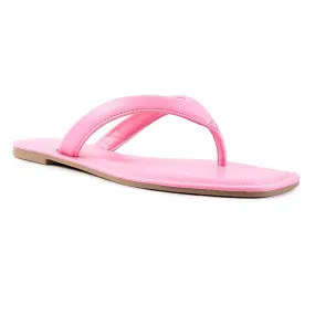 Pink Square Toe Thong Flats