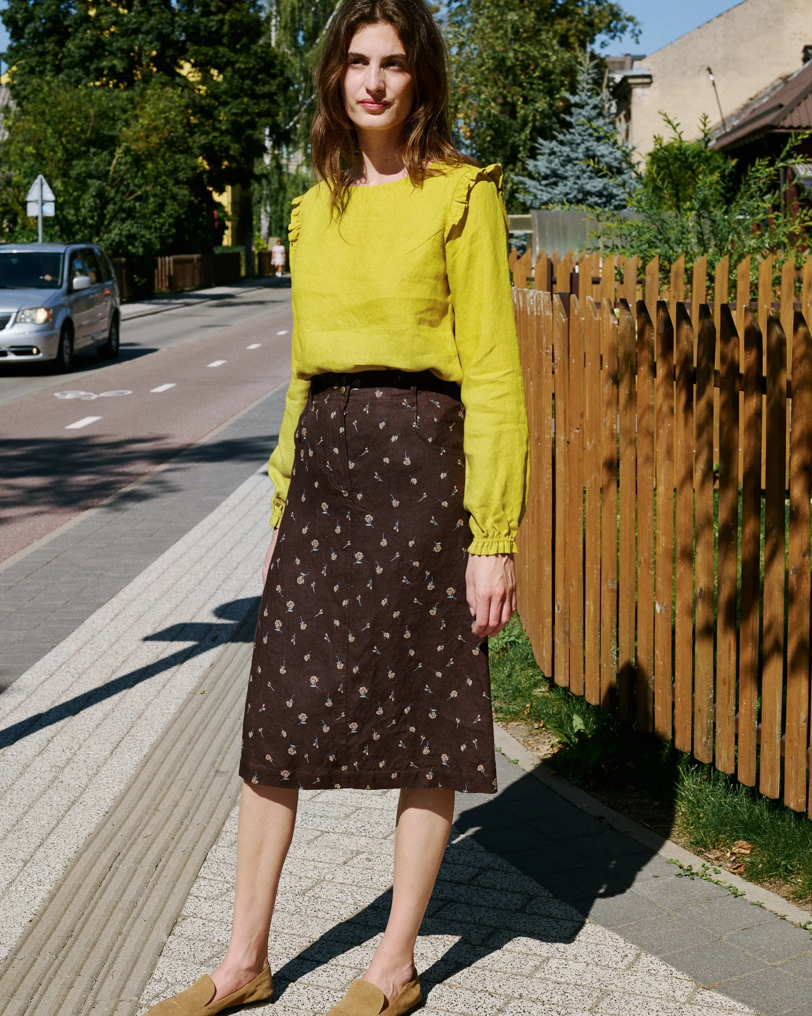 R: MATERA linen skirt (Size: S; Color: Midnight Rose)