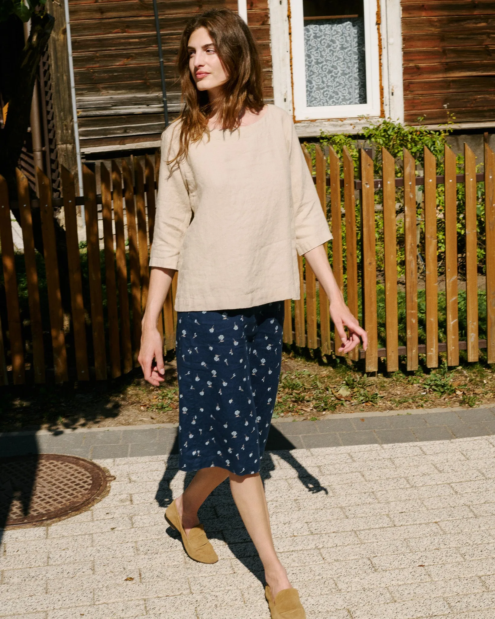 R: MATERA linen skirt (Size: S; Color: Midnight Rose)