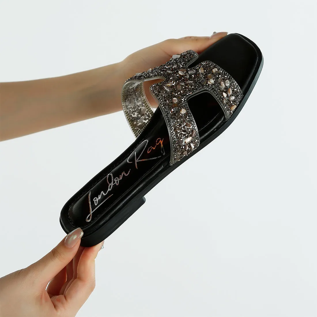 Rhinestone Detail Cut-Out Flats