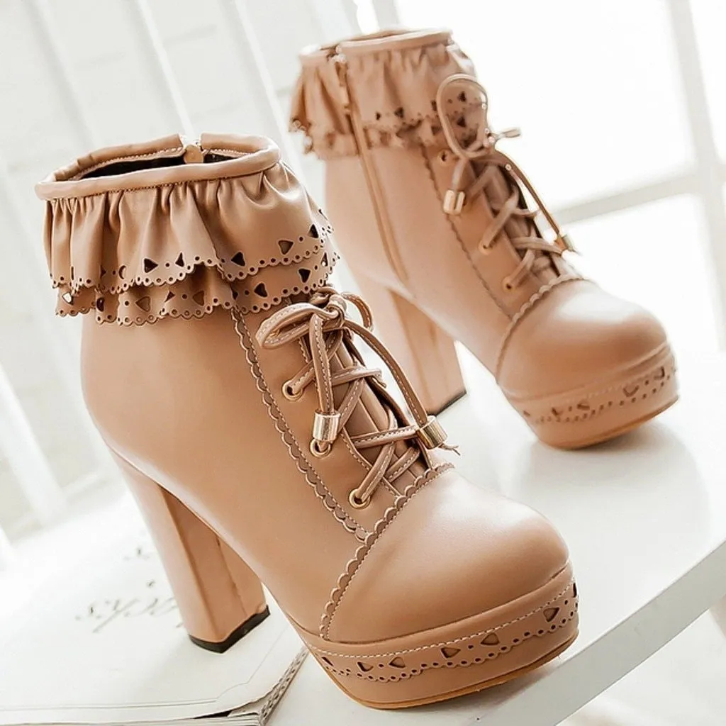 Ruffled Lace Booties